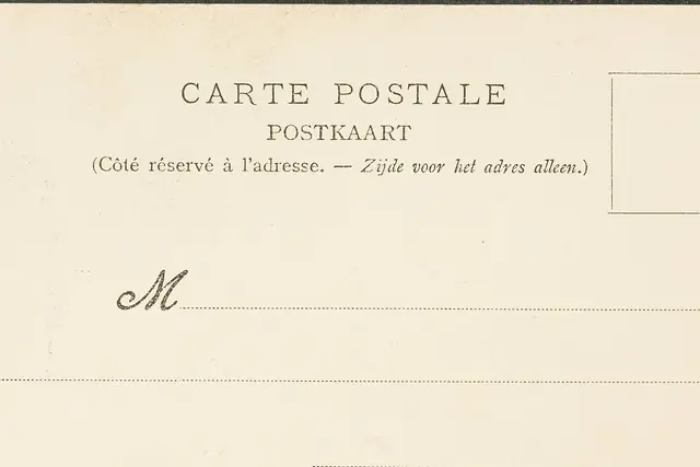Achterkant van een oude postkaart uit Duffel met de tekst Carte postale en Postkaart